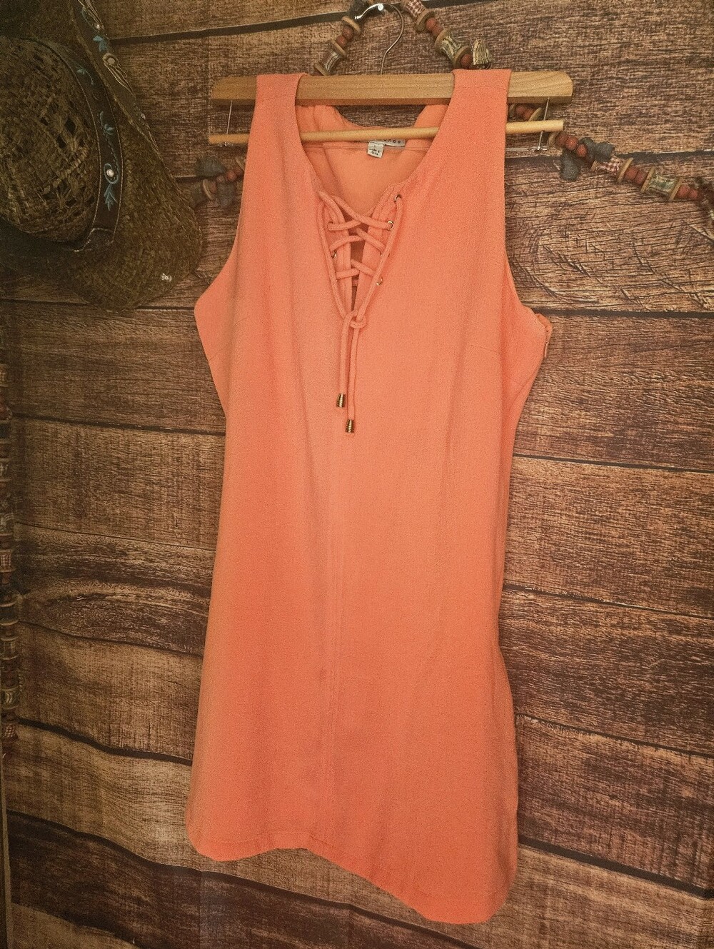 GENTLY LOVED " HAUTE MONDE" SLEEVELESS SLIPDRESS W CRISS CROSS TIE NECK!  Sz M-L